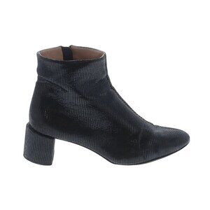 Dear Frances Black Leather Ankle Boot Size 39/8 GUC